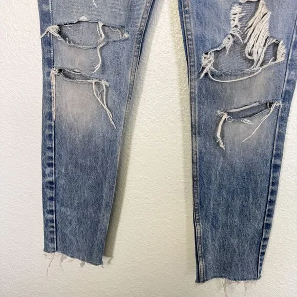 Re/Done Jeans Womens size 25 High Rise Raw Hem Button Fly Distressed Denim - Picture 5 of 15